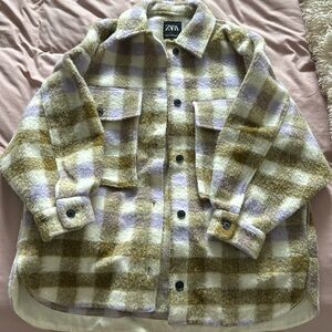 Zara Plaid Wool Coat